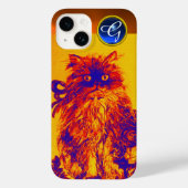 Coques Case-Mate iPhone KITTY CAT, KITTEN JAUNE BLEU ROSES Gem Monogramme (Verso)