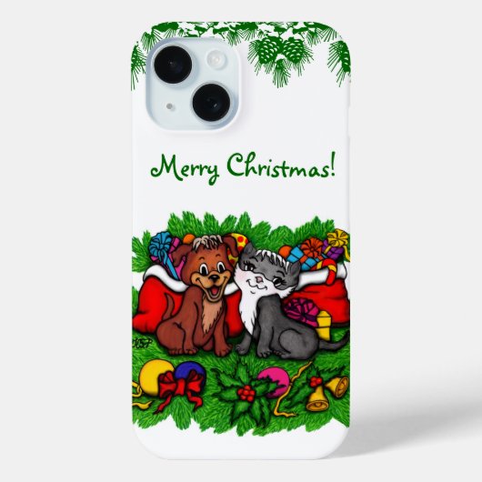 Coques Case-Mate iPhone Kitty et chiot, Happy XMas (Verso)