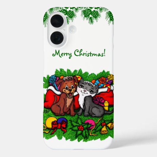 Coques Case-Mate iPhone Kitty et chiot, Happy XMas (Verso)