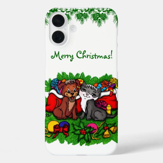 Coques Case-Mate iPhone Kitty et chiot, Happy XMas (Verso)