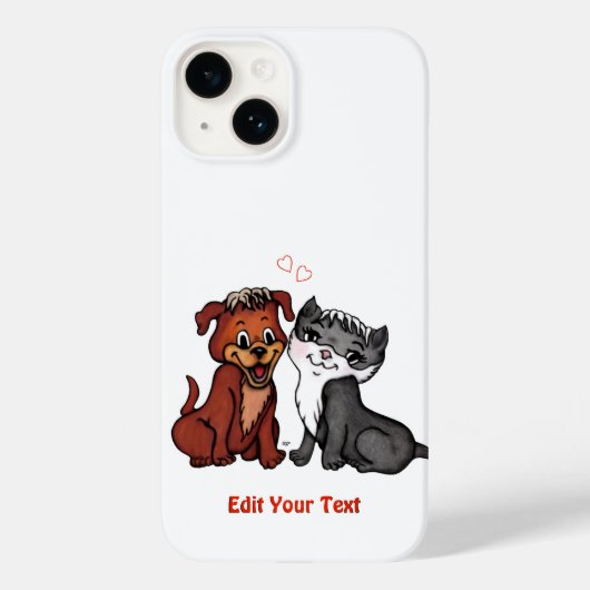 Coques Case-Mate iPhone Kitty et Puppy, Modifier votre texte (Verso)