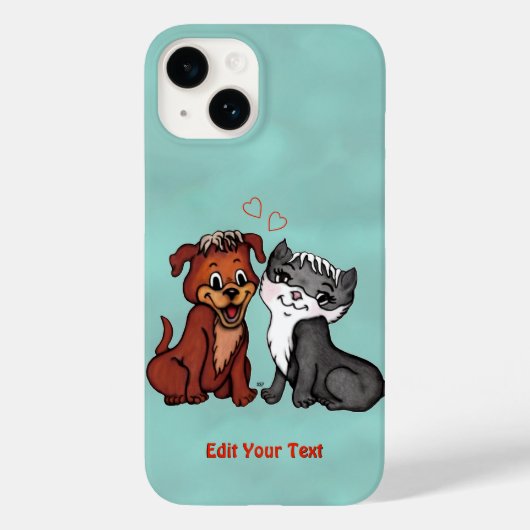 Coques Case-Mate iPhone Kitty et Puppy, Modifier votre texte (Verso)
