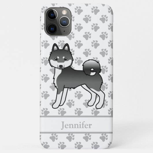 Coques Case-Mate iPhone Klee Kai d'Alaska noir et blanc Chien mignon & nom (Dos)
