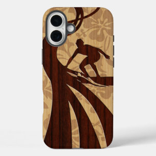 Coques iPhone 16 Plus Koa Wood Surfer Faux Wood Surboard