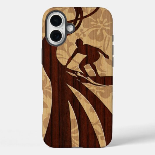 Coques Case-Mate iPhone Koa Wood Surfer Faux Wood Surboard (Verso)