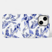 Coques Case-Mate iPhone Koi bleu et blanc (Verso (horizontal))