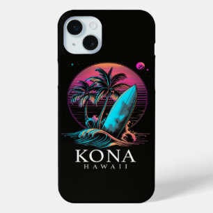 Coque iPhone 15 Mini Kona Hawaï Planche de Surf Hawaïenne Vintage