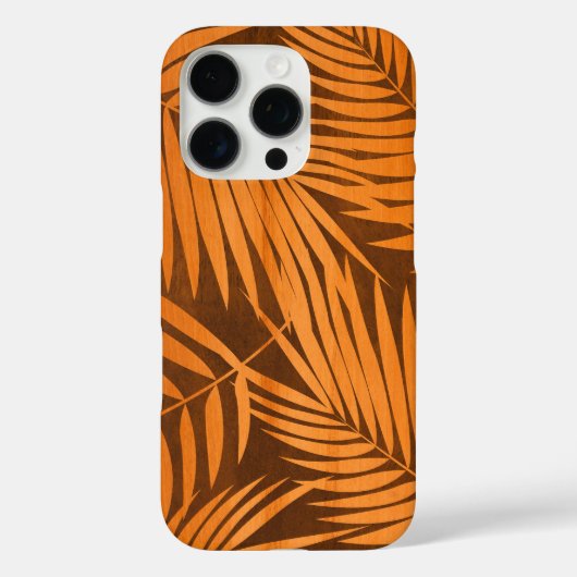 Coques Case-Mate iPhone Kona Palms Hawaii Feuille Faux Wood Koa Amber (Verso)