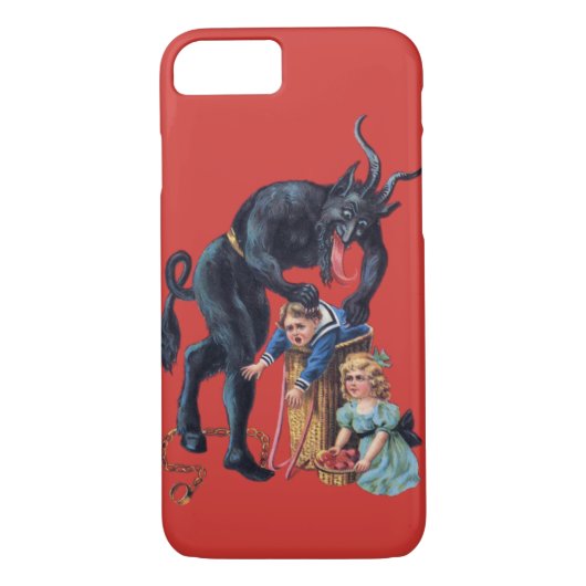 Coques Case-Mate iPhone krampus de Noël antique rouge (Dos)