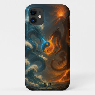 Case-Mate iPhone Case L’Équilibre des Dragons – Feu et Eau en Duel Étern