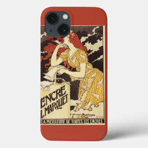 Case-Mate iPhone Case L. Marquet Ink Rouge-A dirigé la femme et l'harpe