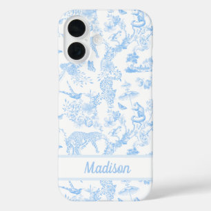 Coques iPhone 16 La Chinoiserie de la Jungle en bleu clair