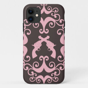 Coque Case-Mate Pour iPhone La damassé lance le motif rose occidental grunge