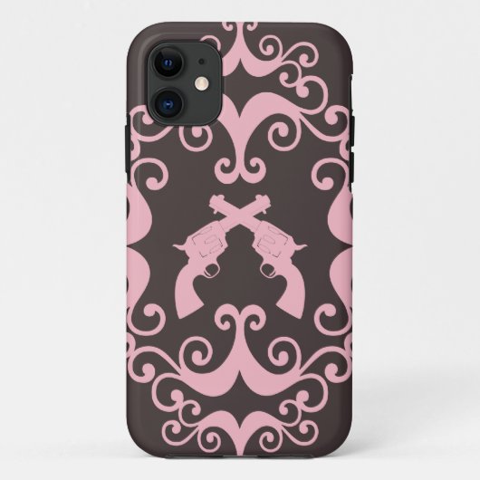 Coques Case-Mate iPhone La damassé lance le motif rose occidental grunge (Dos)