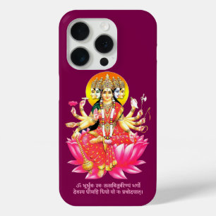 Coque iPhone 15 Pro La déesse Gayatri Devi sur Lotus Hindu Deity
