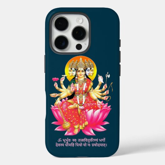 Coques Case-Mate iPhone La déesse Gayatri Devi sur Lotus Hindu Deity (Verso)