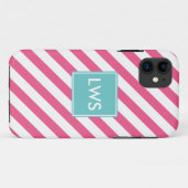 Coques Case-Mate iPhone La diagonale rose barre le monogramme (Dos (Horizontal))