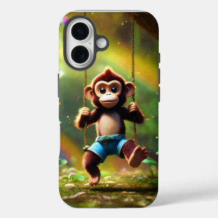 Coques iPhone 16 La famille des chimpanzés se balancent dans la jun