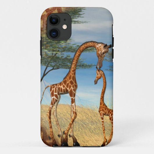 Coques Case-Mate iPhone La Girafe Amoureuse de la mère (Dos)