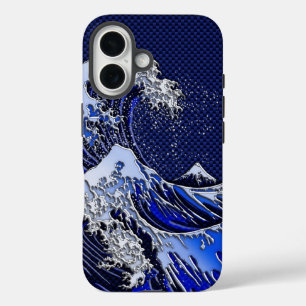 Coques iPhone 16 La Grande Vague Hokusai conception de fibre de car