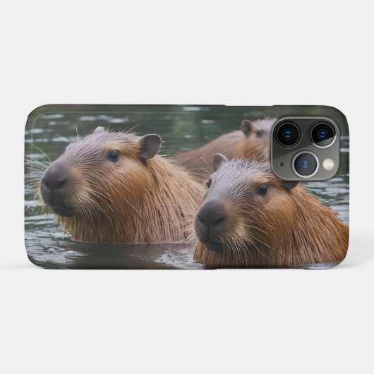 Coques Case-Mate iPhone La Nage Des Capybaras Dans La Rivière, (Dos (Horizontal))