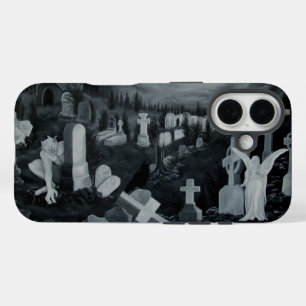 Coques iPhone 16 La nuit sur le cimetière - Angel avec Diable