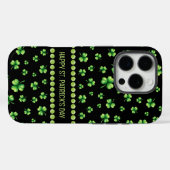 Coques Case-Mate iPhone La Saint-Patrick Shamrock aquarelle sur fond noir (Verso (horizontal))