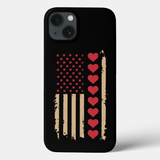 Coques Case-Mate iPhone La Saint-Valentin Cœurs de drapeau américain  (Verso)
