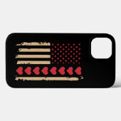 Coques Case-Mate iPhone La Saint-Valentin Cœurs de drapeau américain  (Verso (horizontal))
