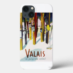 Case-Mate iPhone Case La terre du soleil - skis se tenant dans la neige