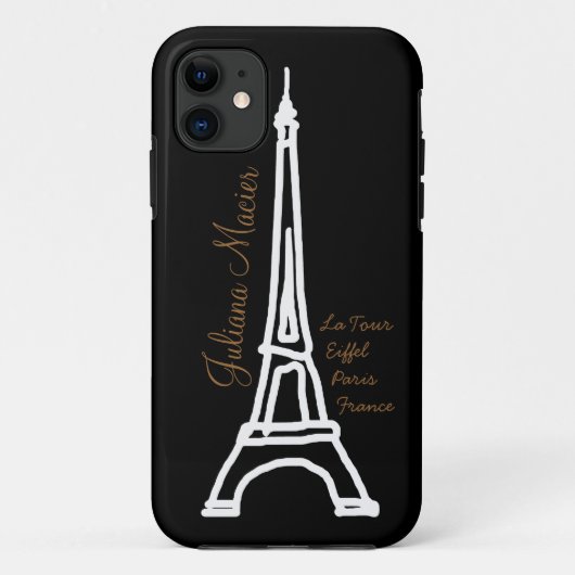 Coques Case-Mate iPhone la tour Eiffel nom personnalisé (Dos)