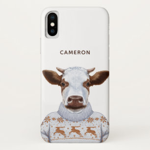 Case-Mate iPhone Case La vache à chandail de Noël   ajoutent votre nom