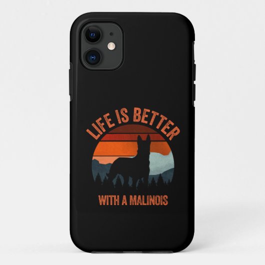 Coques Case-Mate iPhone La Vie Est Meilleure Avec Un Malinois Retro Distor (Dos)