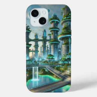 Coque Pour iPhone 15 La ville vivante de l'avenir