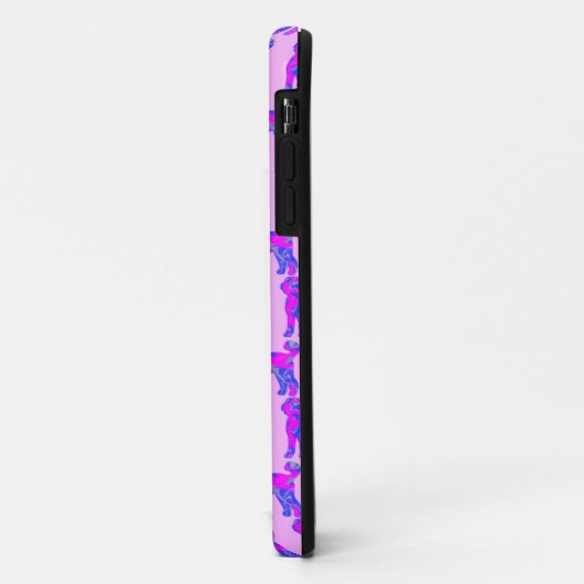 Coques Case-Mate iPhone Labradoodé Chien Silhouette rose et bleu Monogramm (Dos/Gauche)