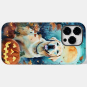 Coques Case-Mate iPhone Labrador Halloween avec citrouilles effrayant (Verso (horizontal))