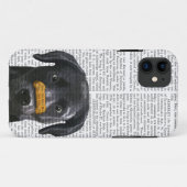 Coques Case-Mate iPhone Labrador noir avec l'os sur le nez (Dos (Horizontal))