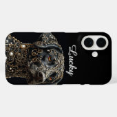 Coques Case-Mate iPhone Labrador noir avec or et perle complexes (Verso (horizontal))