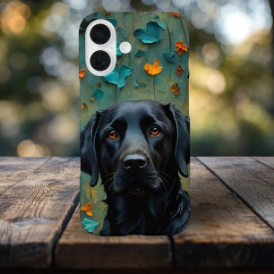 Coques iPhone 16 Labrador noir en Feuille