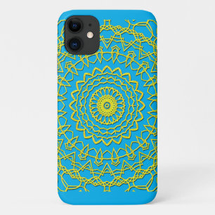 Case-Mate iPhone Case Lacy Gold Color Circulaire Design on Sky Blue