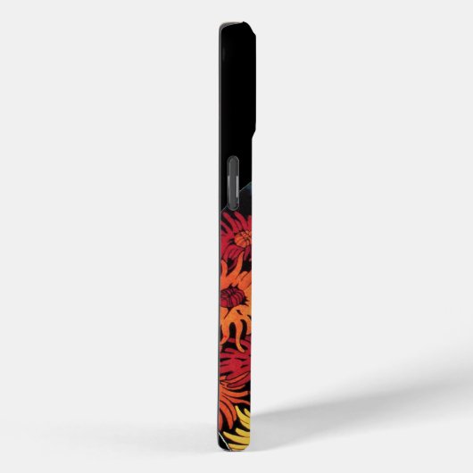 Coques Case-Mate iPhone Lady avec Fleurs Chrysanthemum, Noir (Verso / Droite)