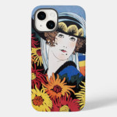 Coques Case-Mate iPhone Lady avec Fleurs Chrysanthemum, Noir (Verso)