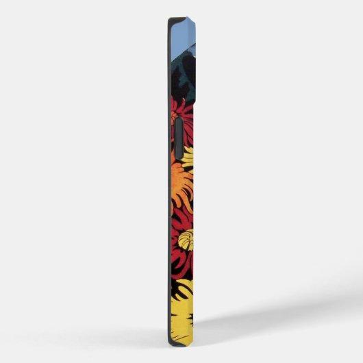 Coques Case-Mate iPhone Lady avec Fleurs Chrysanthemum, Noir (Verso / Droite)