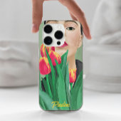 Coques Case-Mate iPhone Lady & Tulip Green Orange moderne peinture graphiq
