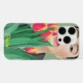 Coques Case-Mate iPhone Lady & Tulip Green Orange moderne peinture graphiq (Verso (horizontal))