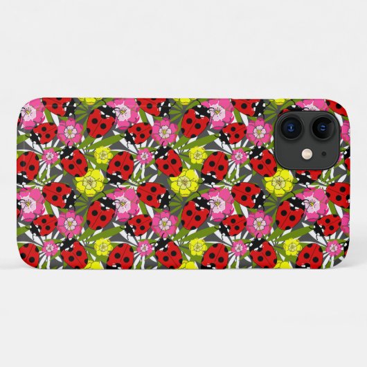 Coques Case-Mate iPhone Ladybug et fleurs Nature Imprimer (Dos (Horizontal))