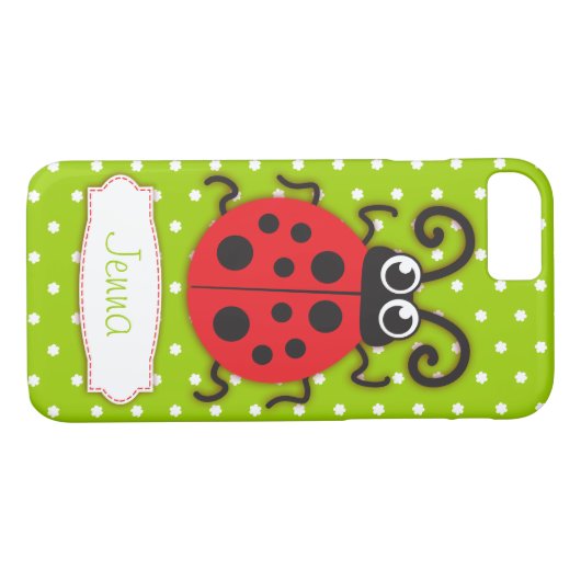 Coques Case-Mate iPhone Ladybug filles nom vert rouge (Dos (Horizontal))