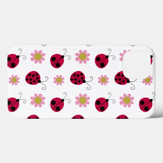 Coques Case-Mate iPhone Ladybugs et fleurs (Verso (horizontal))