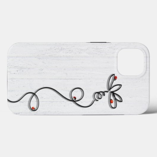 Coques Case-Mate iPhone Ladybugs Sur Doodle Daisy (Verso (horizontal))