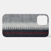 Coques Case-Mate iPhone Laine de tricot : rouge, rayures blanches. (Verso (horizontal))